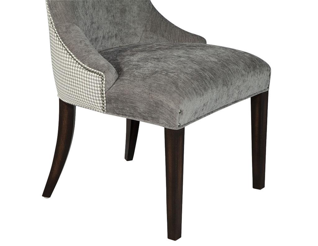 Stained Set of 6 Modern Grey Dining Chairs For Sale