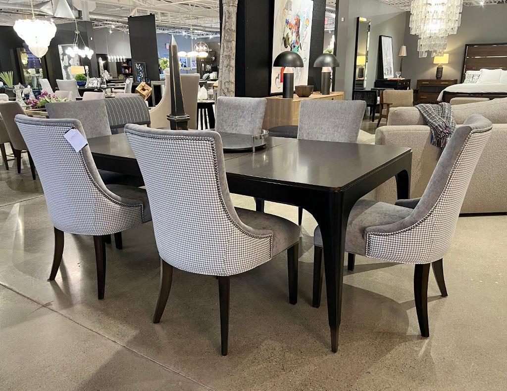Contemporary Set of 6 Modern Grey Dining Chairs For Sale