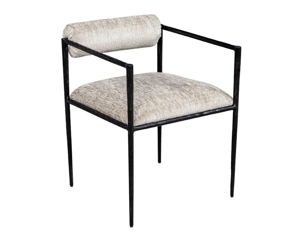 Set of 6 Modern Metal Dining Chairs For Sale 1