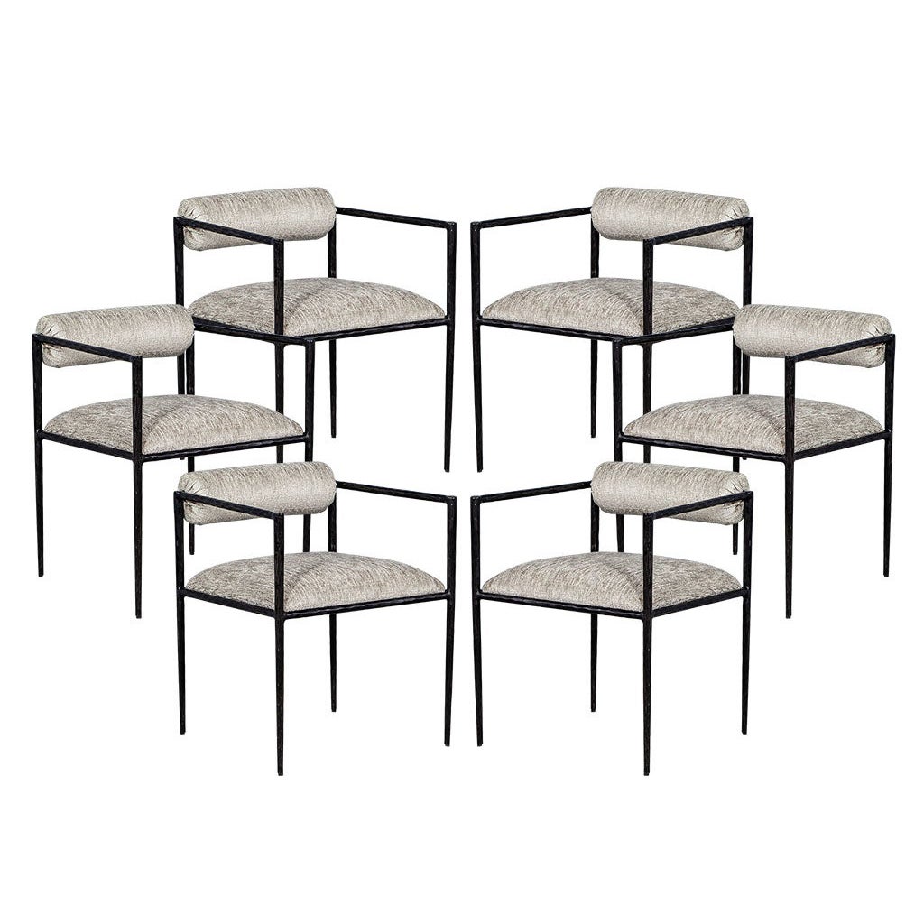 Lot de 6 chaises à manger modernes en métal en vente