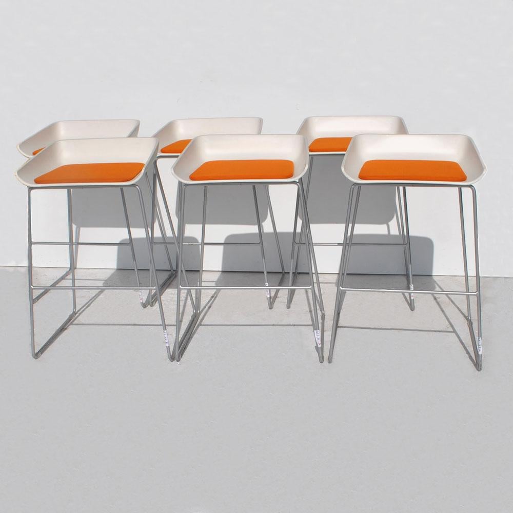 American Set of 4 Modern Scoop Stools by Steelcase For Sale