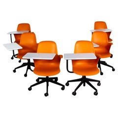 Ensemble de 6 chaises modernes Steelcase Orange Node Task avec surface de travail et base à 5 griffes