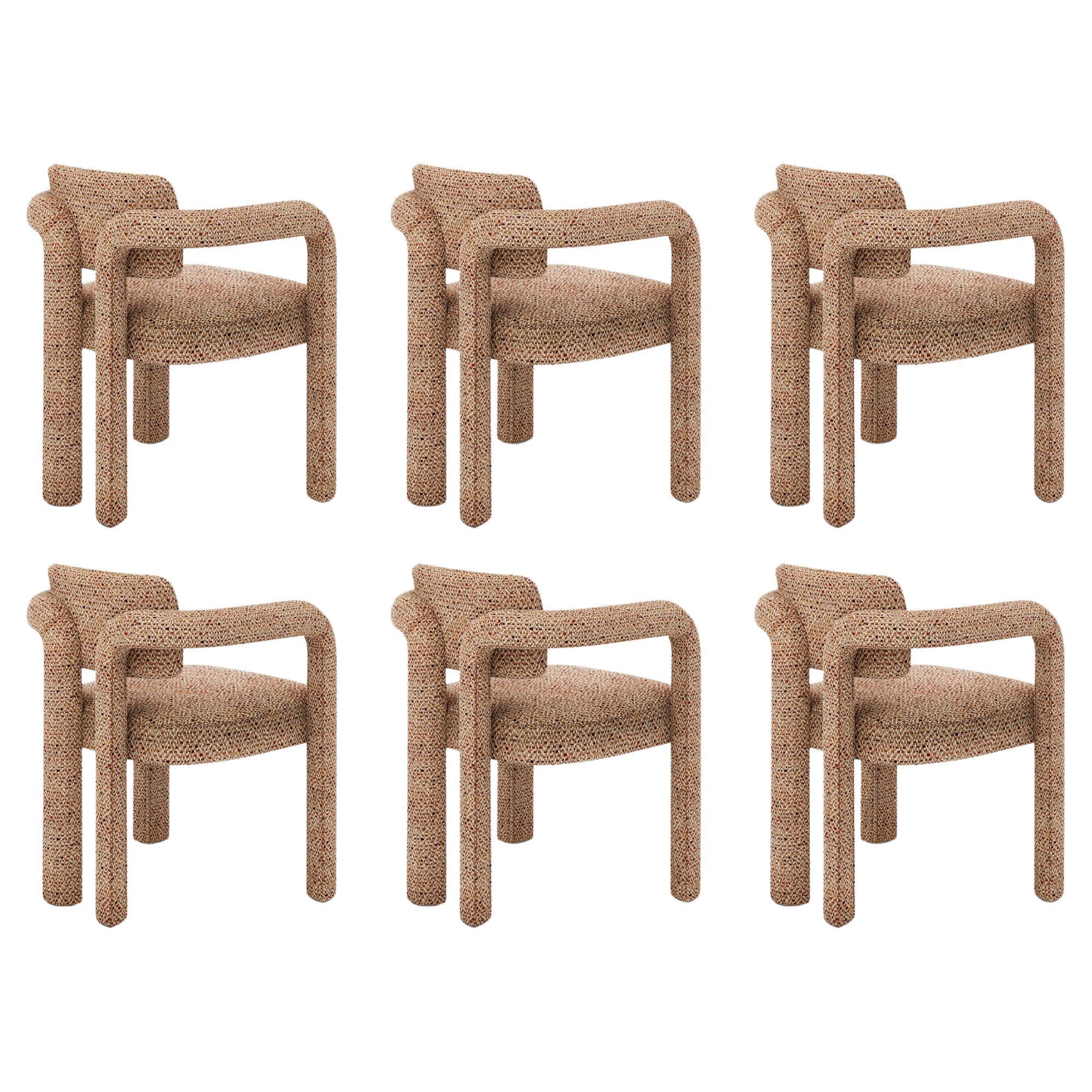 Set of 6 Modern textured fabric Double Arch dining chair by InsidherLand