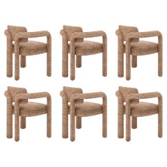 Set of 6 Modern textured fabric Double Arch dining chair by InsidherLand