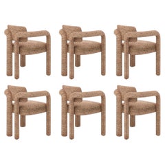 Set of 6 Modern textured fabric Double Arch dining chair by InsidherLand