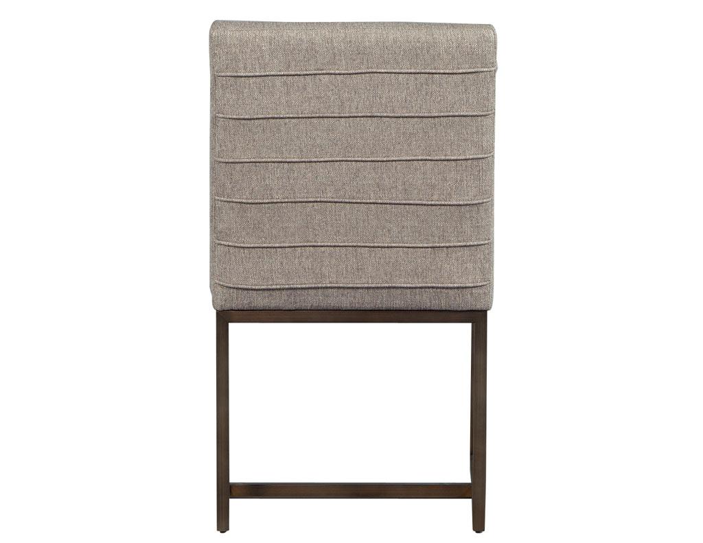 Set of 6 Modern Upholstered Dining Chairs with Brass Accents In New Condition In North York, ON