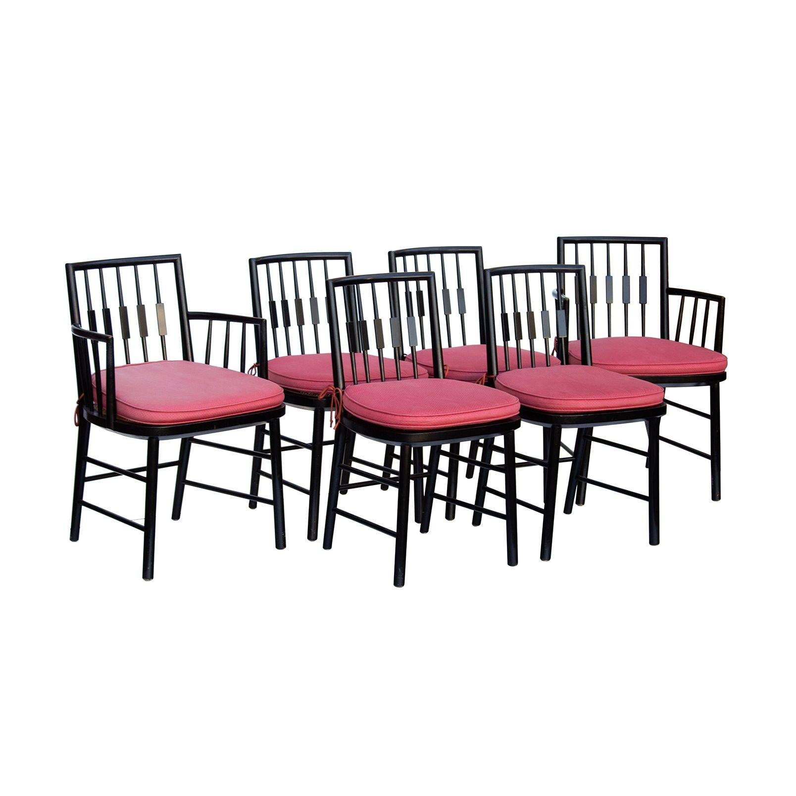 6 moderne Windsor-Esszimmerstühle von Michael Taylor für Baker Furniture im Zustand „Gut“ im Angebot in Grand Rapids, MI