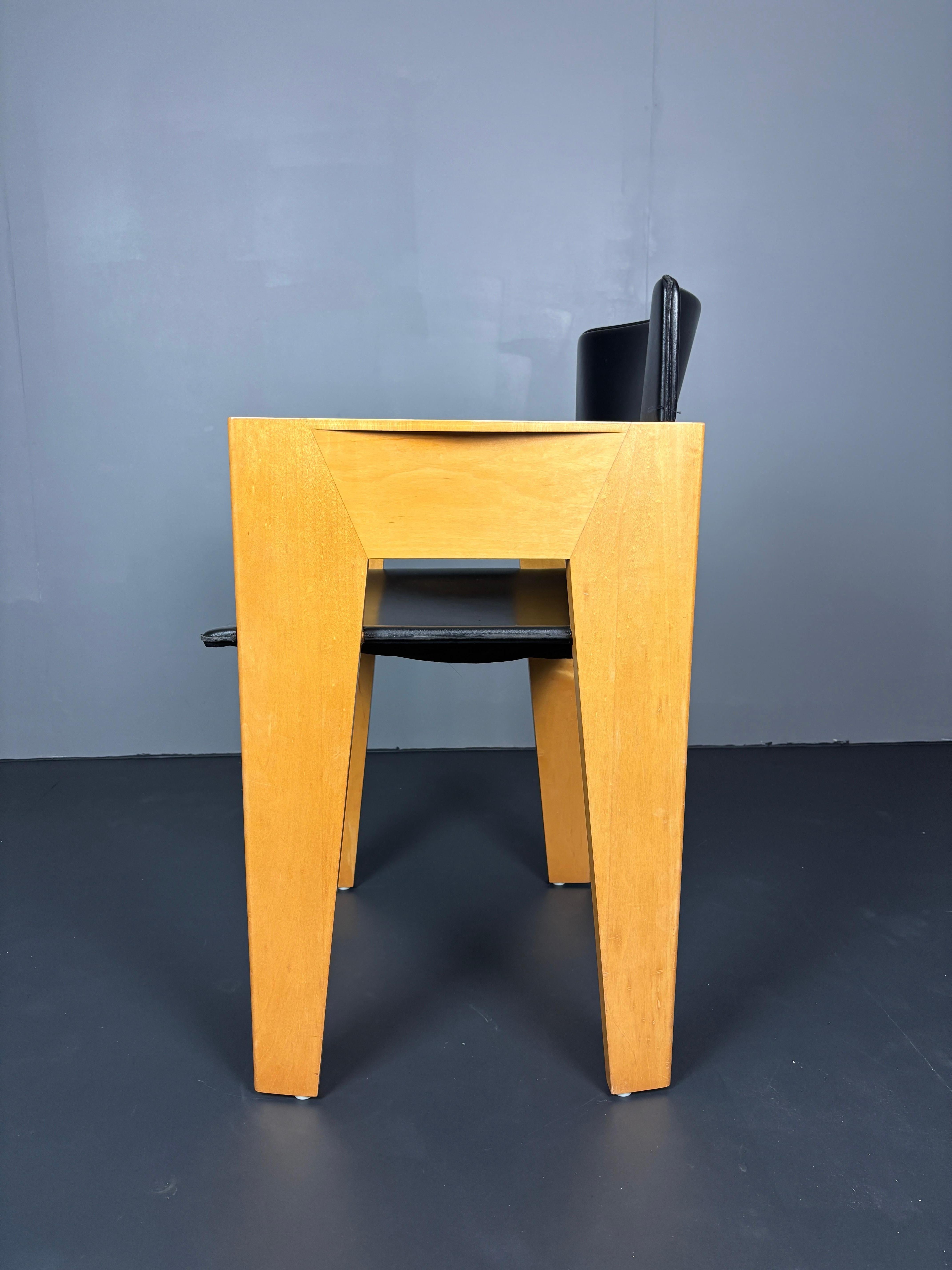 Pelle Set di 6 sedie da pranzo moderniste di Arnold Merckx per Arco, design olandese anni '80 in vendita