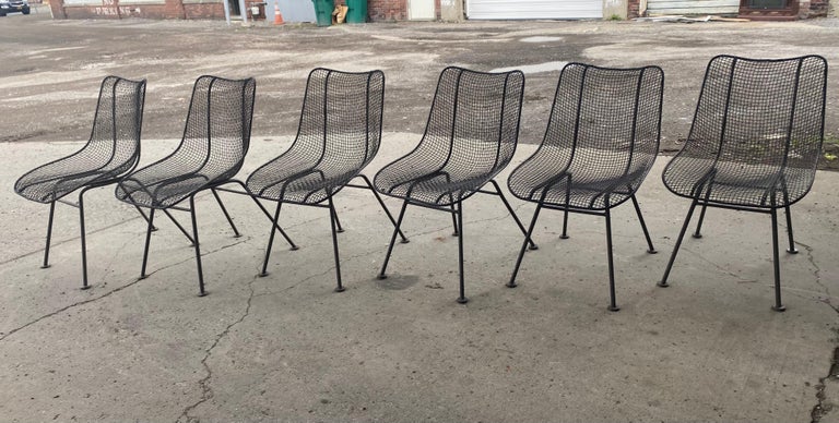 Mid-Century Modern Set of 6 Modernist Russell Woodard Sculptura Side Chairs, Outdoor Garden For Sale