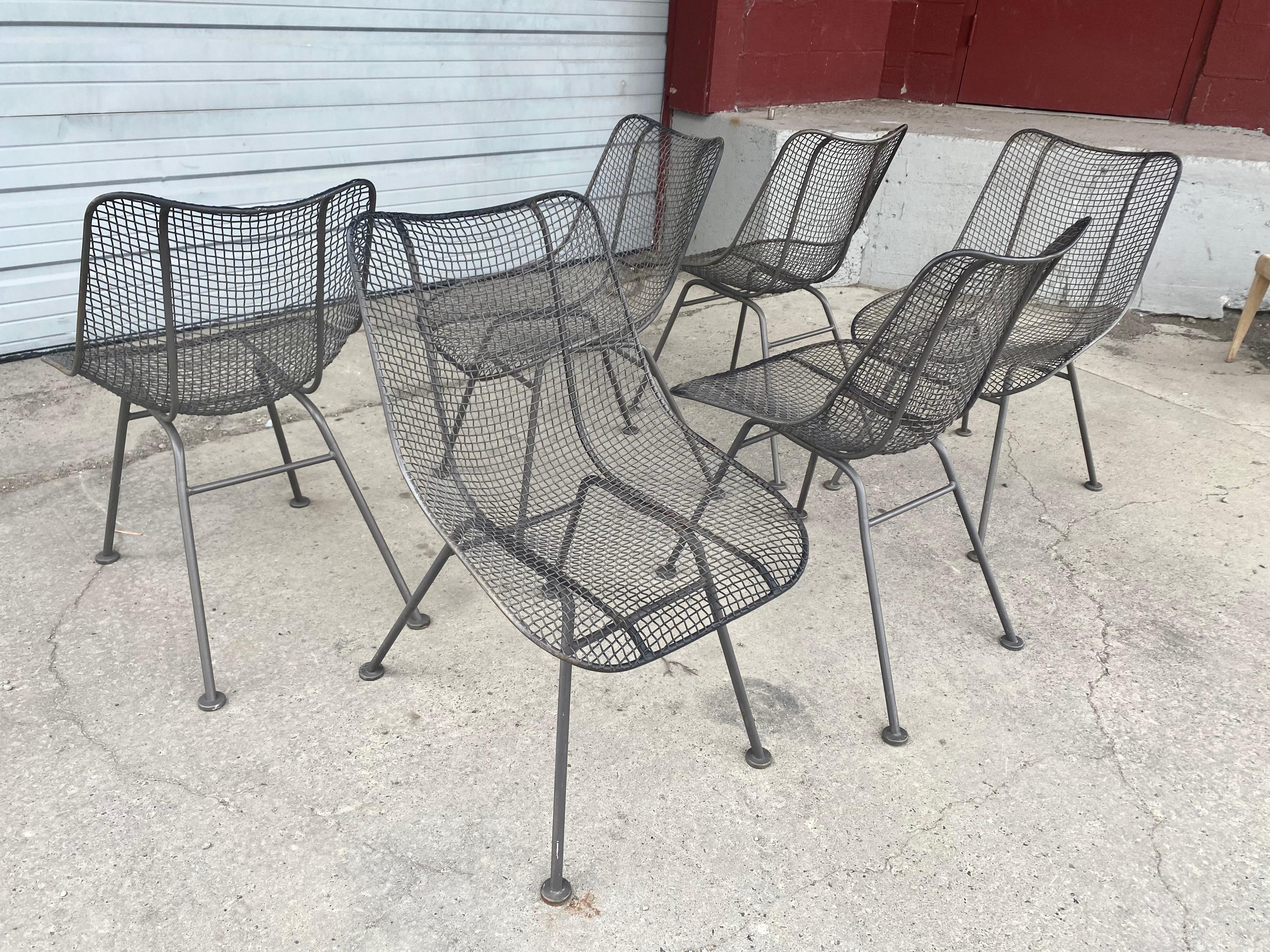 Mid-Century Modern Set of 6 Modernist Russell Woodard Sculptura Side Chairs, Outdoor Garden
