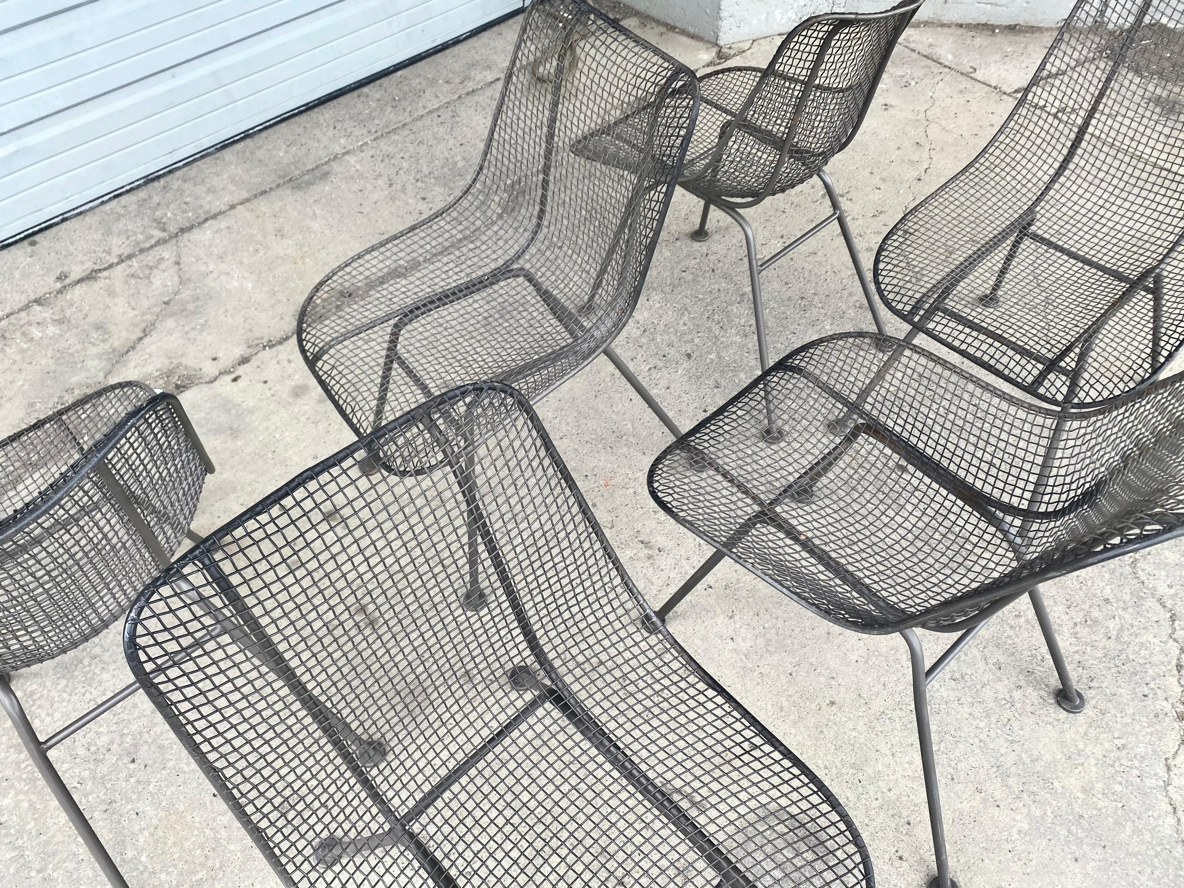 American Set of 6 Modernist Russell Woodard Sculptura Side Chairs, Outdoor Garden For Sale