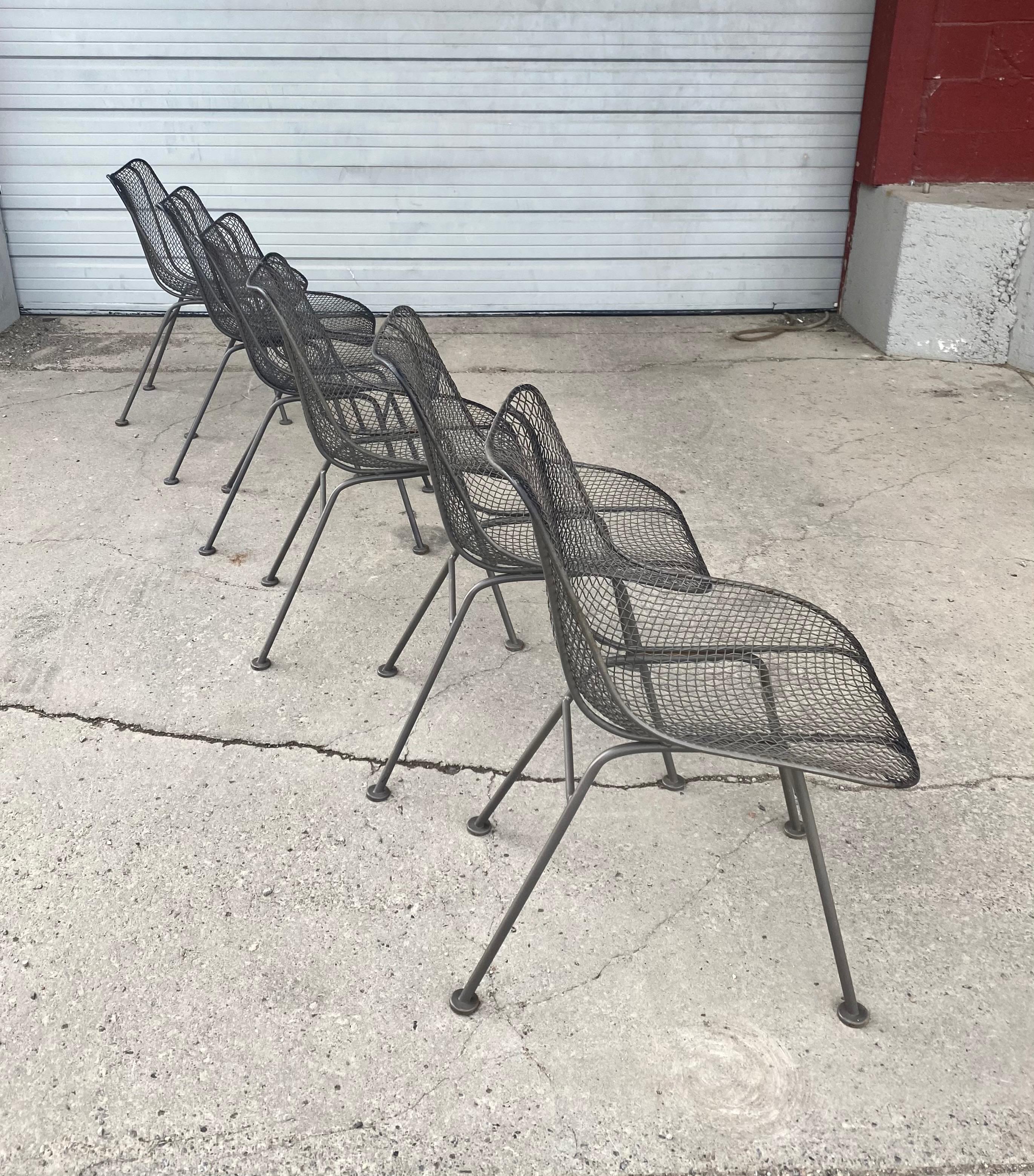 Set of 6 Modernist Russell Woodard Sculptura Side Chairs, Outdoor Garden In Good Condition For Sale In Buffalo, NY