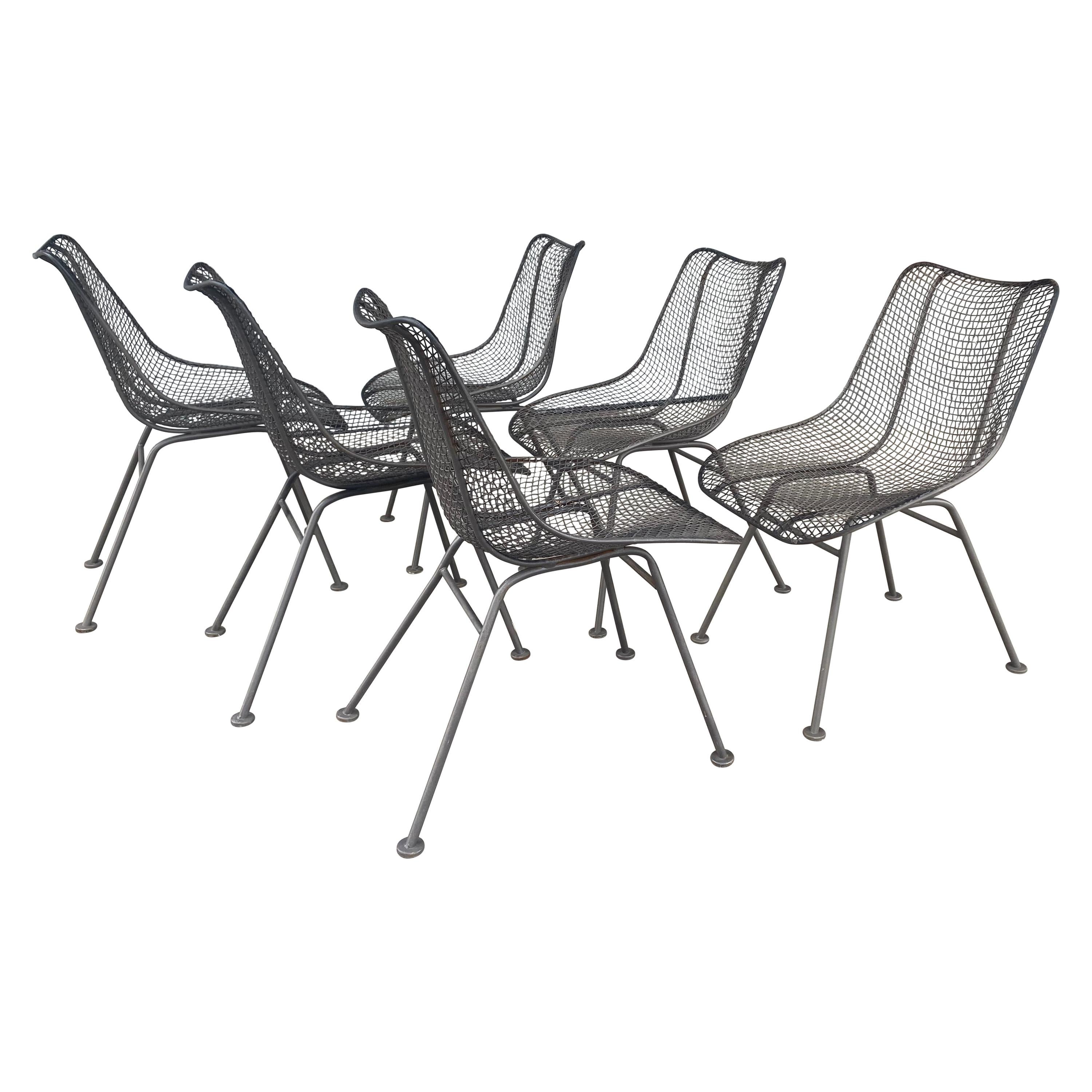 Set of 6 Modernist Russell Woodard Sculptura Side Chairs, Outdoor Garden For Sale