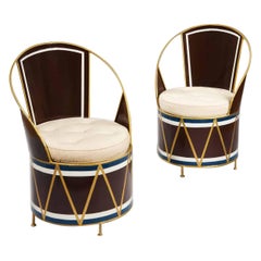 Vintage Set of 6 Modernist Tole Cafe Chairs