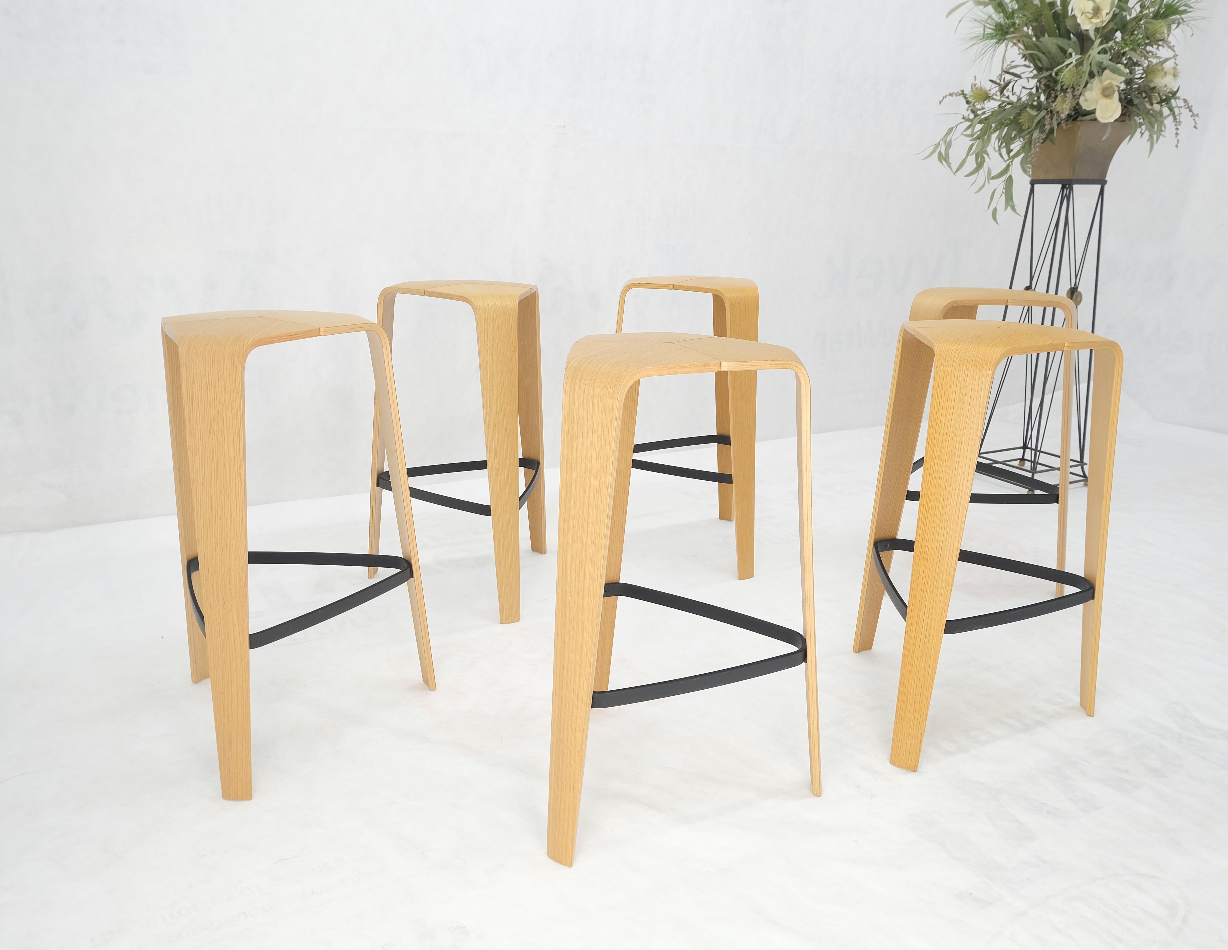 Set of 6 Molded Bent Plywood Bar Stools by Davis MINT! For Sale 4