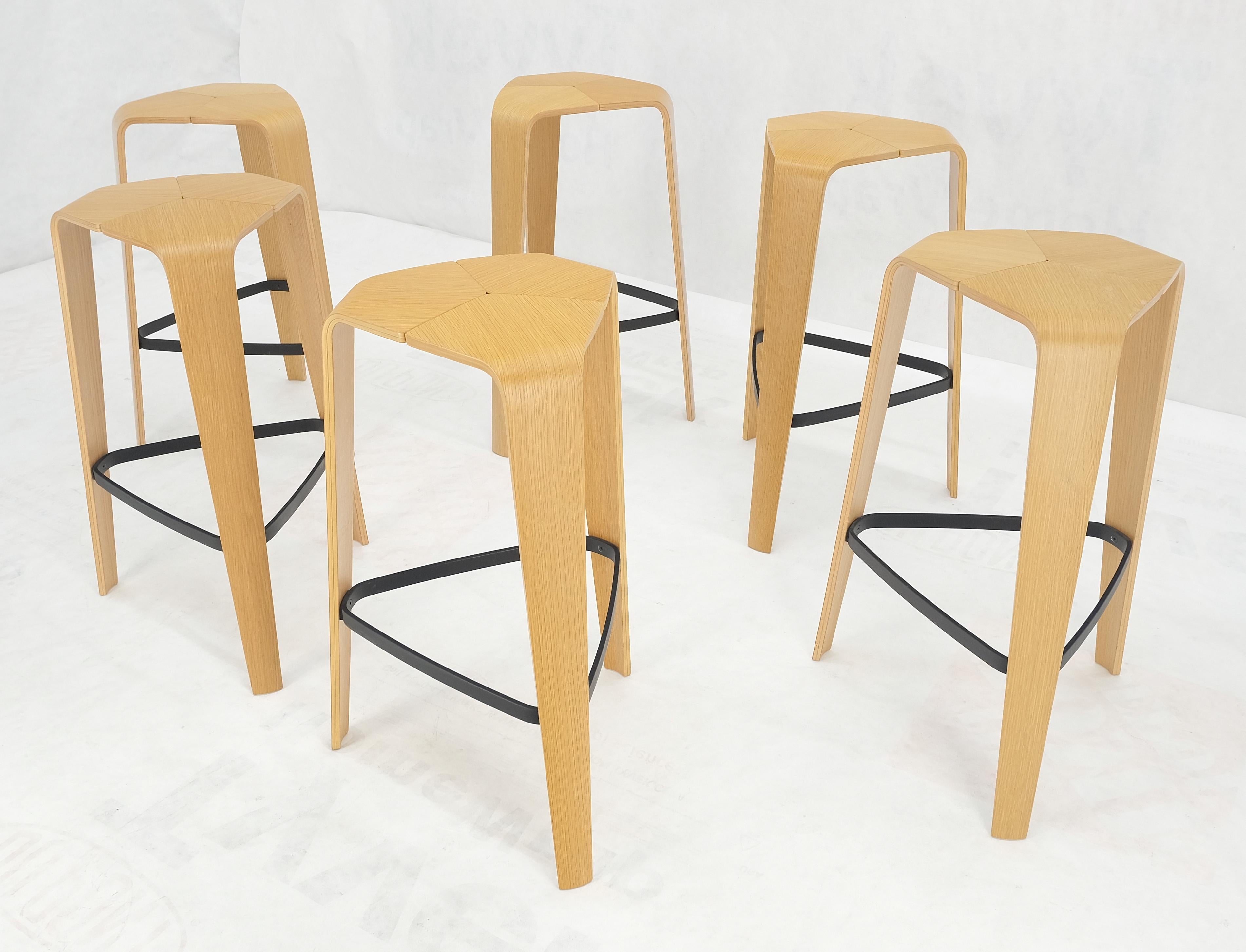 American Set of 6 Molded Bent Plywood Bar Stools by Davis MINT! For Sale