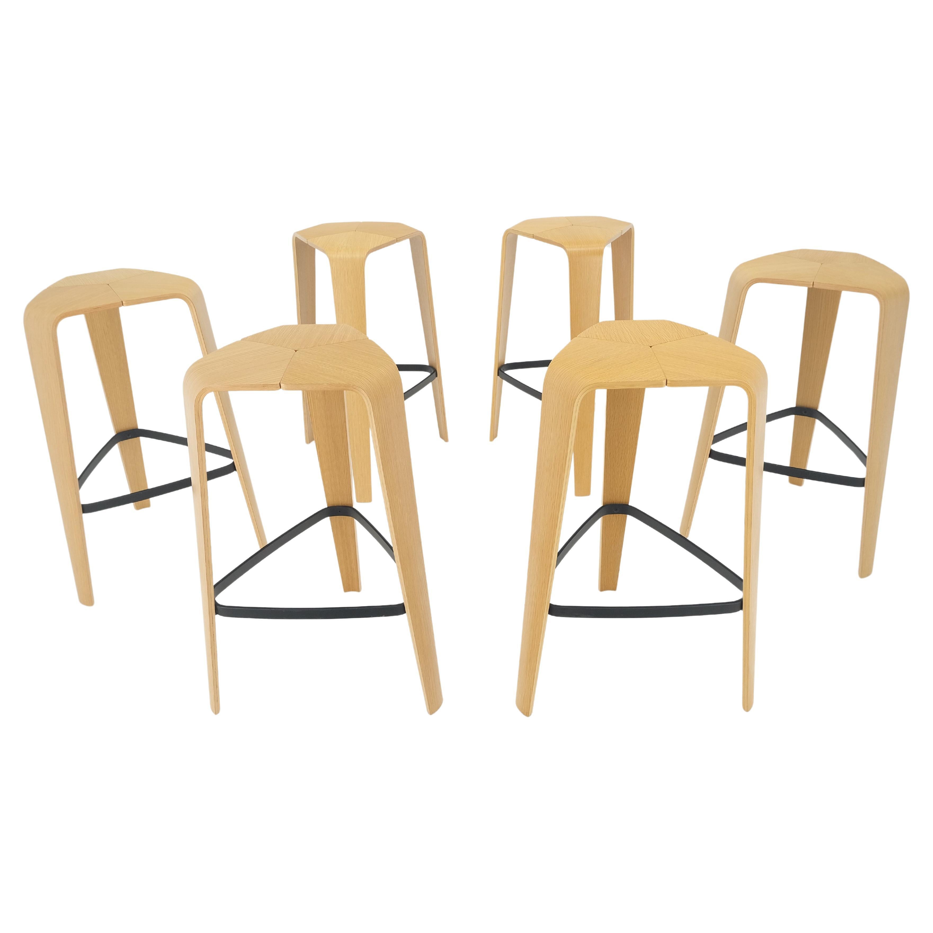 Set of 6 Molded Bent Plywood Bar Stools by Davis MINT! For Sale