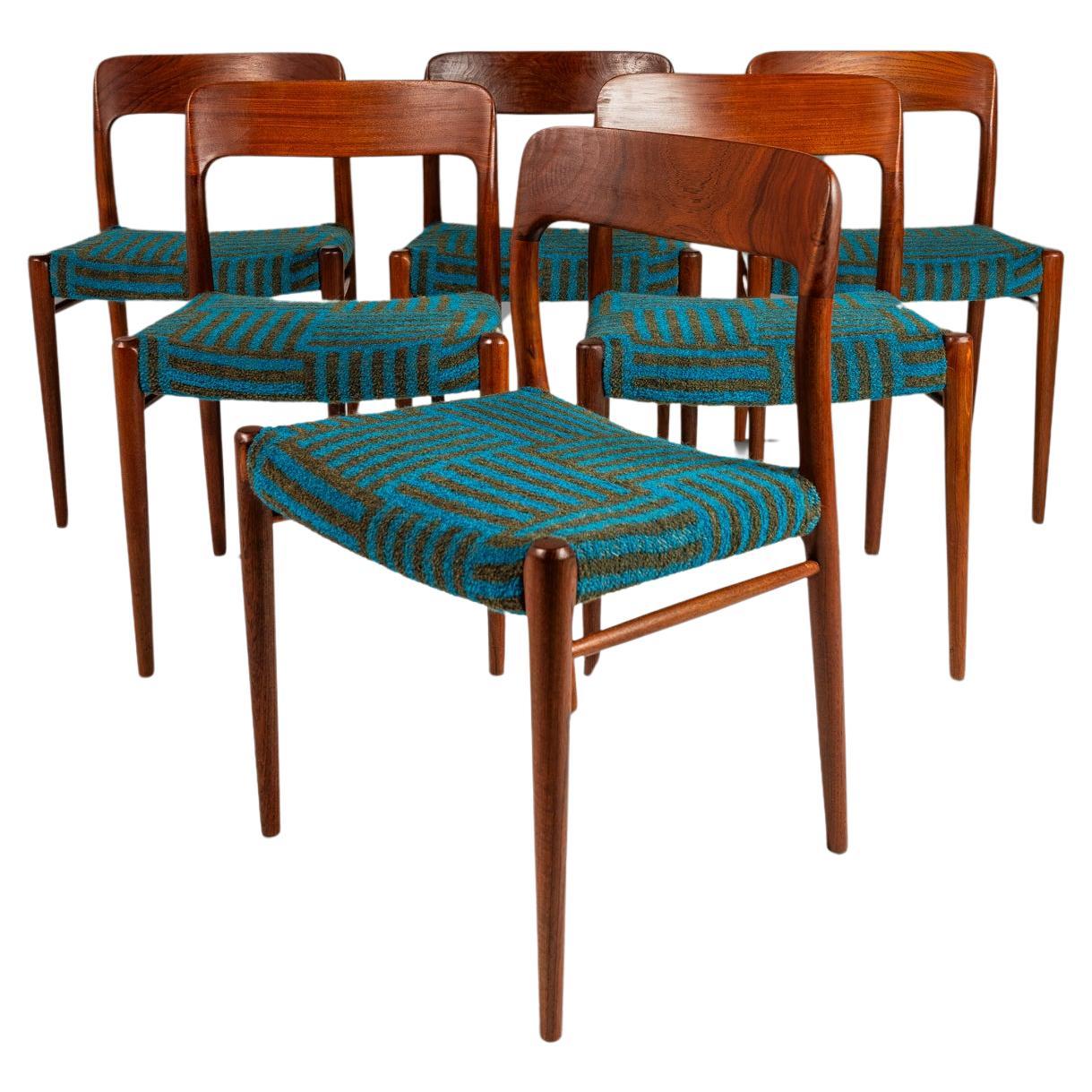 Set of 6 Moller Model 75 Chairs, Niels Møller for J.L. Møllers, Denmark, 1960s