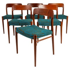 Set di 6 sedie Moller Model 75, Niels Møller per J.L. Møllers, Danimarca, anni '60