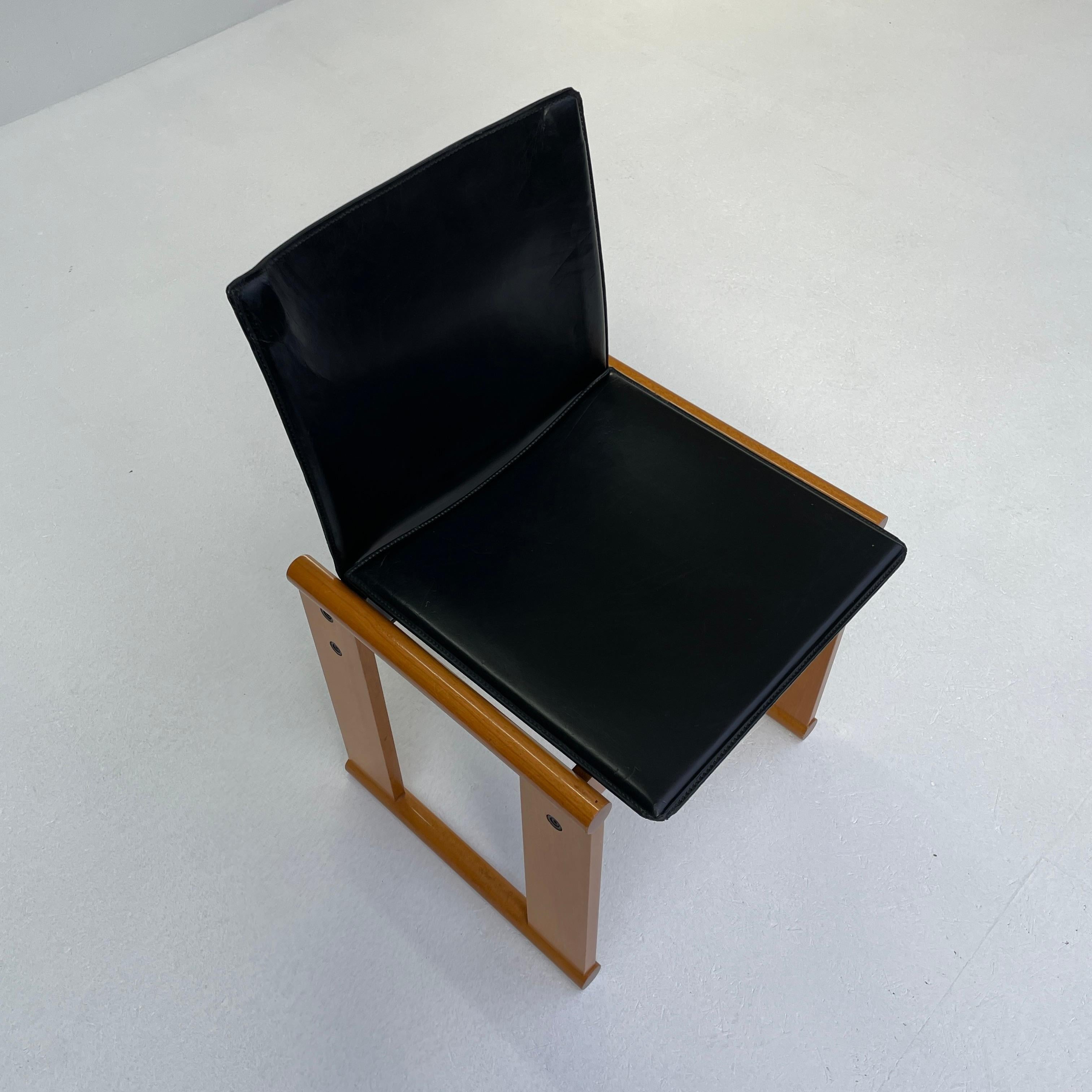 Set of 6 Monk chairs by Afra & Tobia Scarpa for Molteni, in black leather For Sale 5