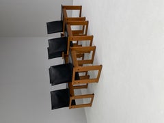 Set of 6 Monk chairs by Afra & Tobia Scarpa for Molteni, in black leather