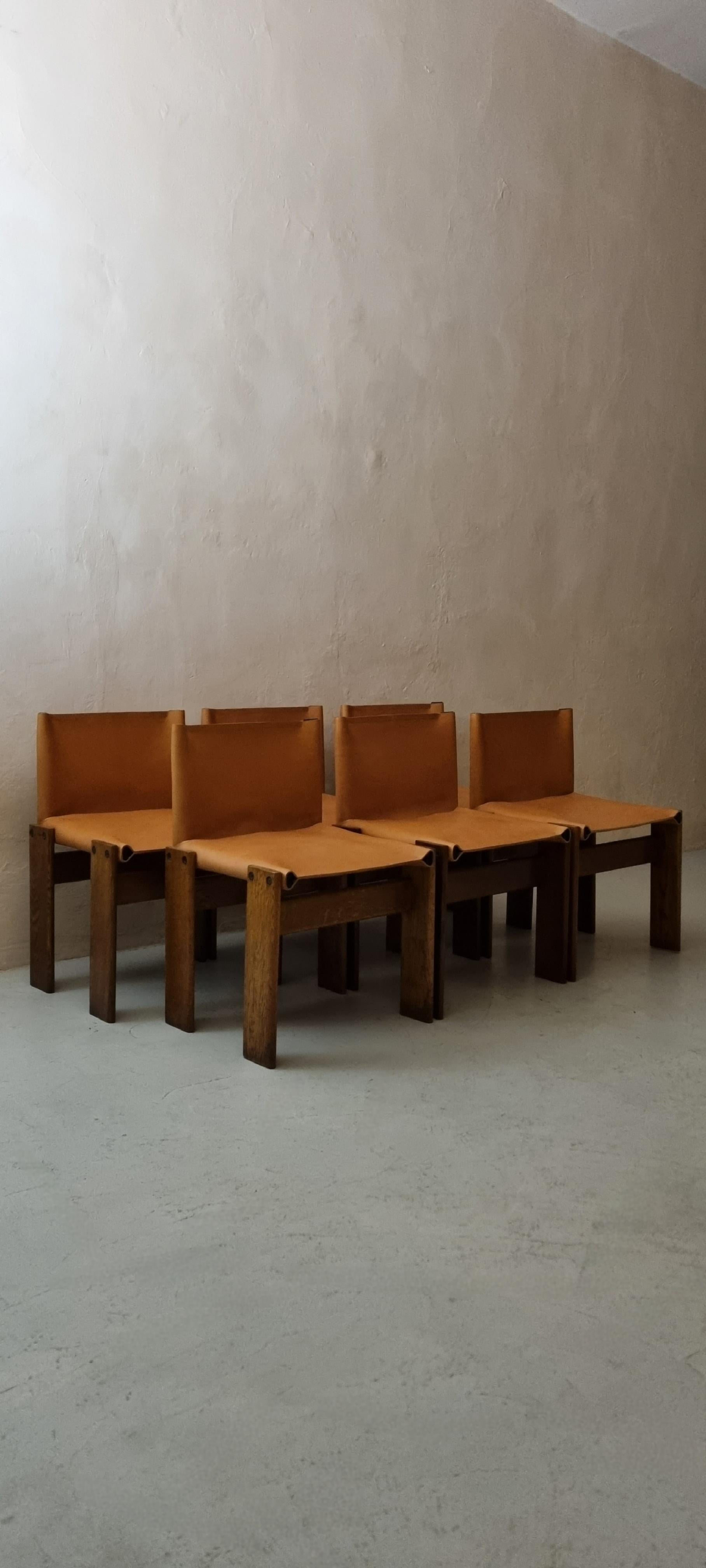 Set of 6 Monk chairs designed by Afra and Tobia Scarpa for Molteni 1974 Moderno de mediados de siglo en venta