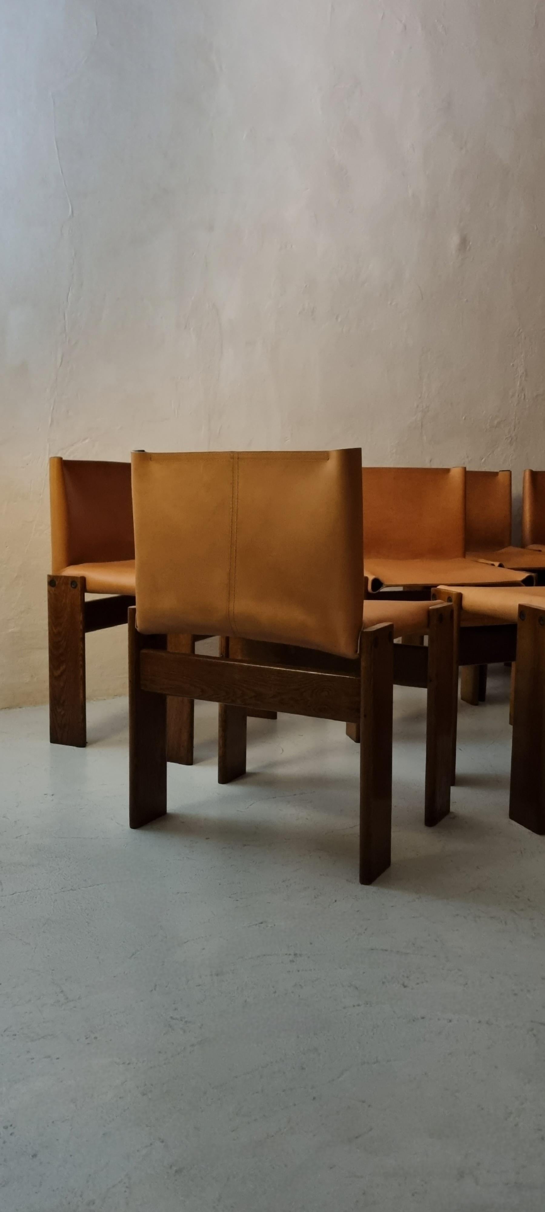 Set of 6 Monk chairs designed by Afra and Tobia Scarpa for Molteni 1974 Italian en venta