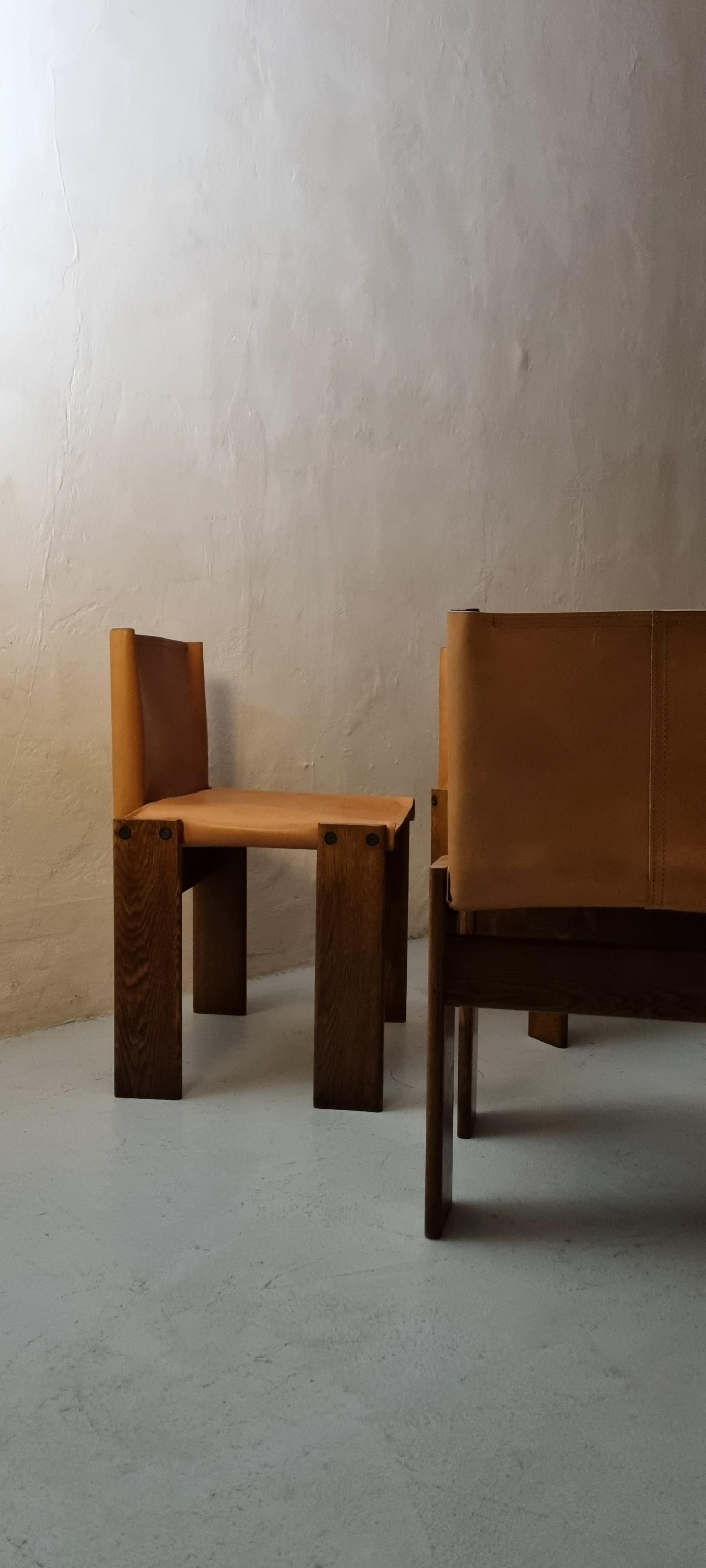 Set of 6 Monk chairs designed by Afra and Tobia Scarpa for Molteni 1974 Late 20th Century en venta