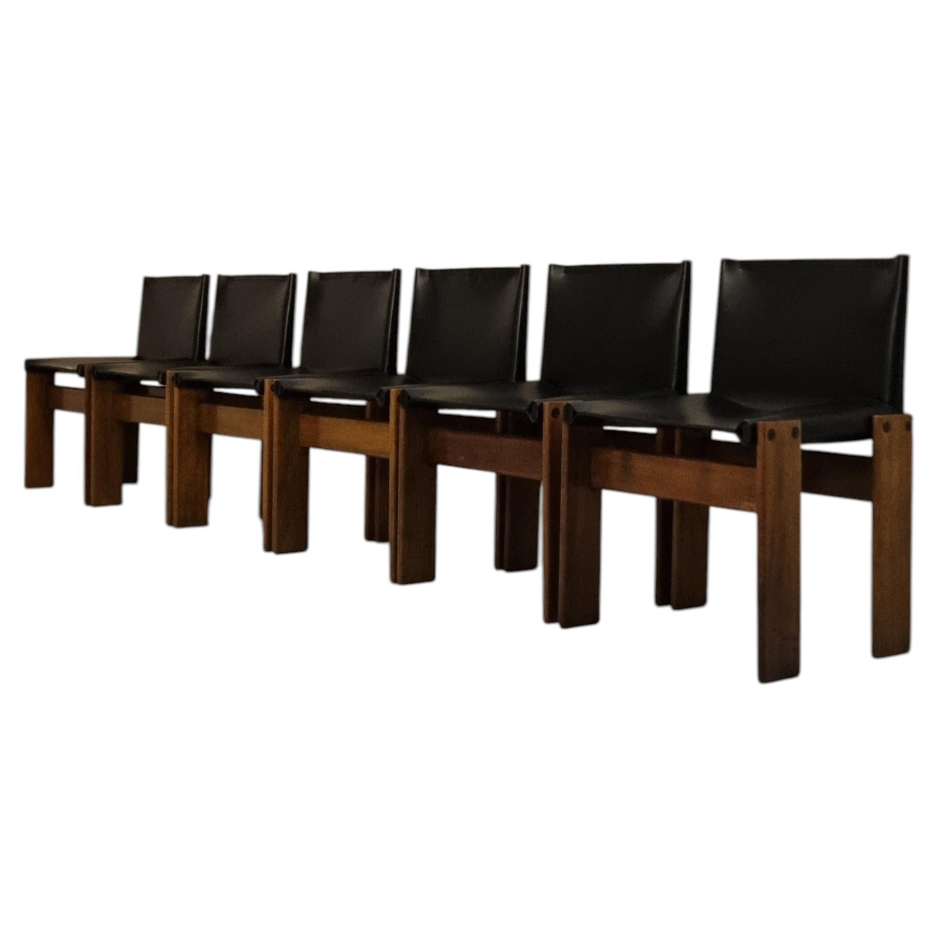Set of 6 Monk chairs designed by Afra and Tobia Scarpa for Molteni 1974 For Sale