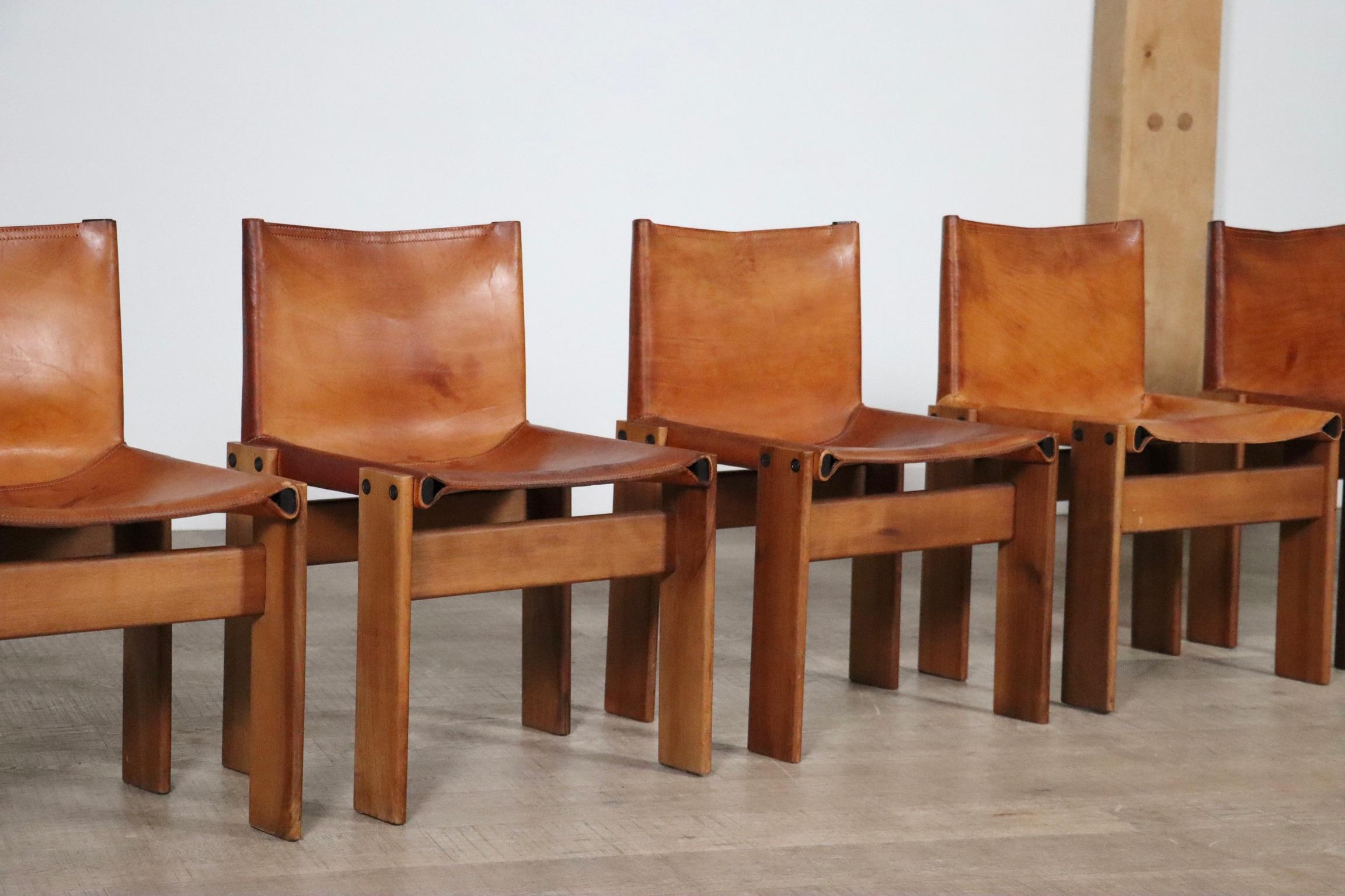 Set di 6 Sedie da Pranzo Monk di Afra & Tobia Scarpa per Molteni 1974 in vendita 5