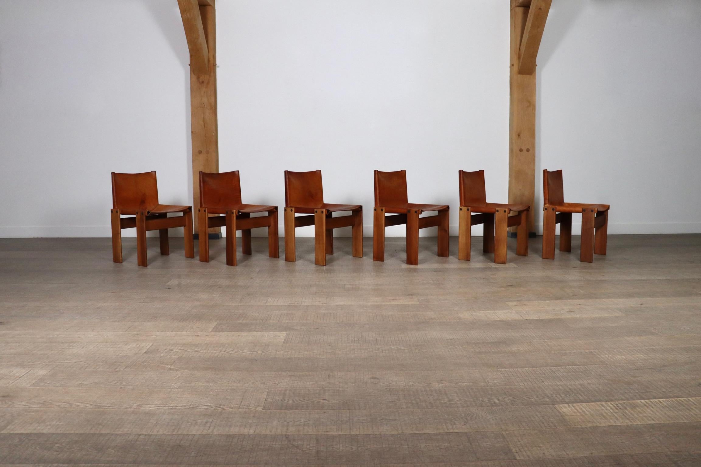 Fine XX secolo Set di 6 Sedie da Pranzo Monk di Afra & Tobia Scarpa per Molteni 1974 in vendita