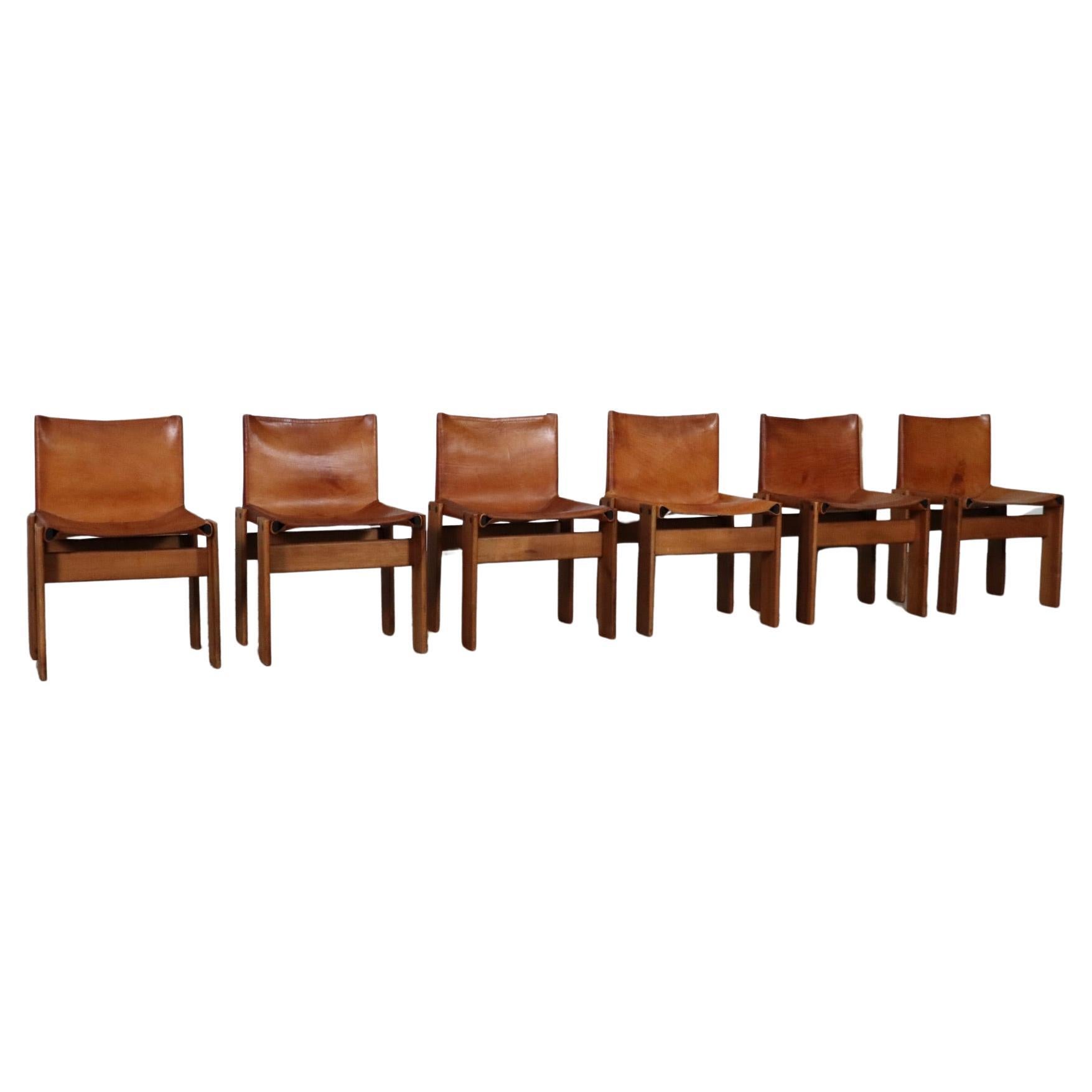 Set Of 6 Monk Dining Chairs By Afra And Tobia Scarpa For Molteni Italy 1974