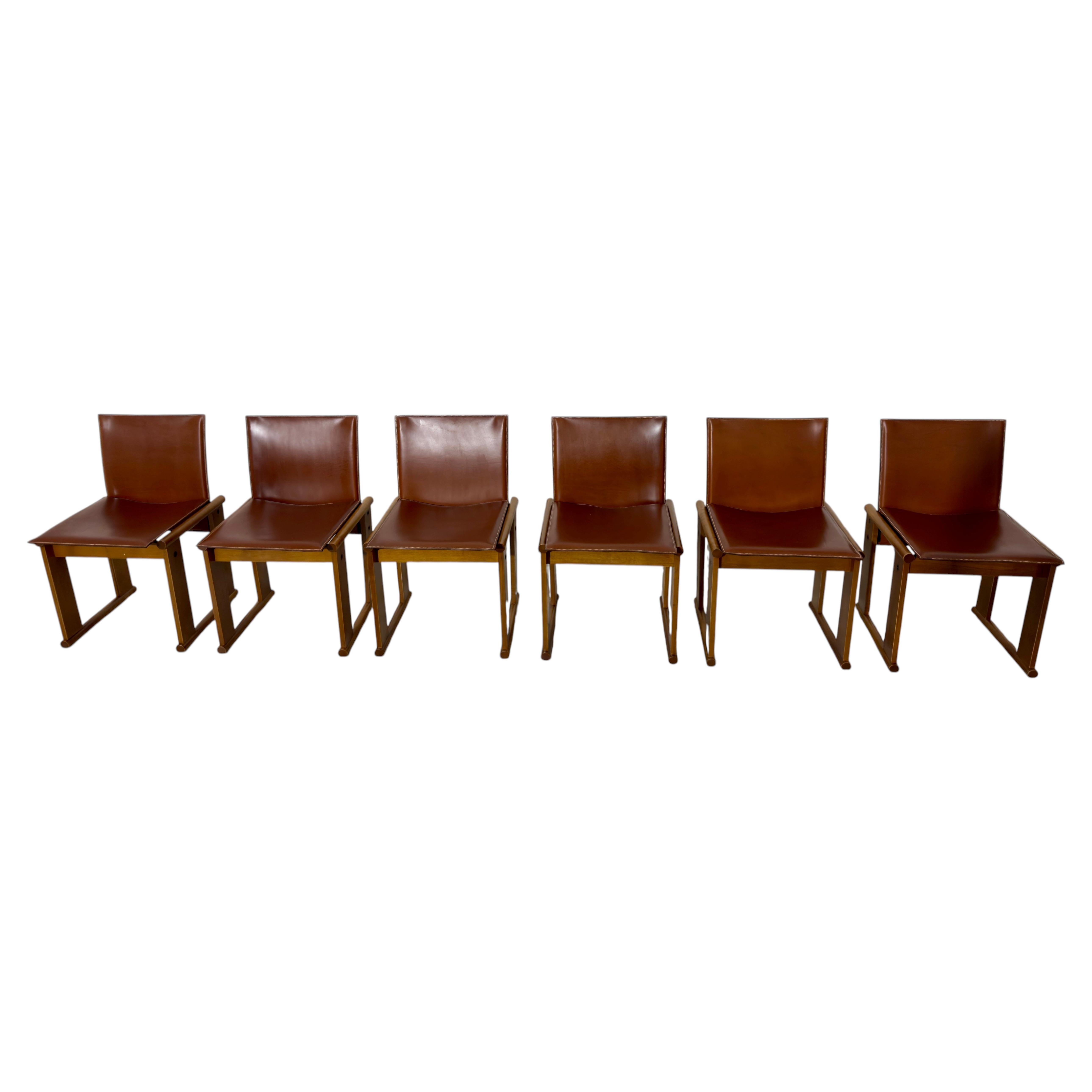 Set of 6 Monk Dining Chairs by Afra and Tobia Scarpa for Molteni, Italy, 1970s