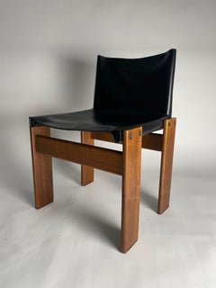Set of 4 Monk leather Chairs by Afra & Tobia Scarpa for Molteni, Italy 1974