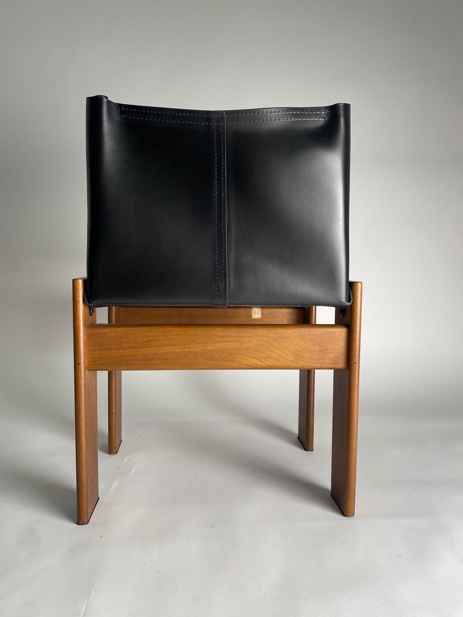 Late 20th Century Set of 6 Monk leather Chairs by Afra & Tobia Scarpa for Molteni, Italy 1974 For Sale