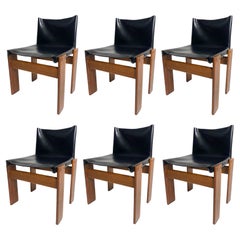 Set di  6 Sedie in pelle Monk di Afra & Tobia Scarpa per Molteni, Italia 1974