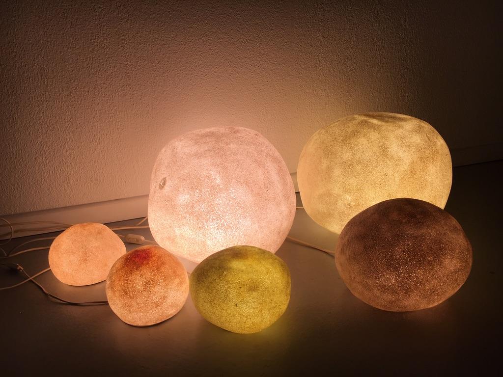 Set of 6 Moon Lamp by André Cazenave produced by Atelier A, France, circa 1970 In Good Condition In Geneva, CH