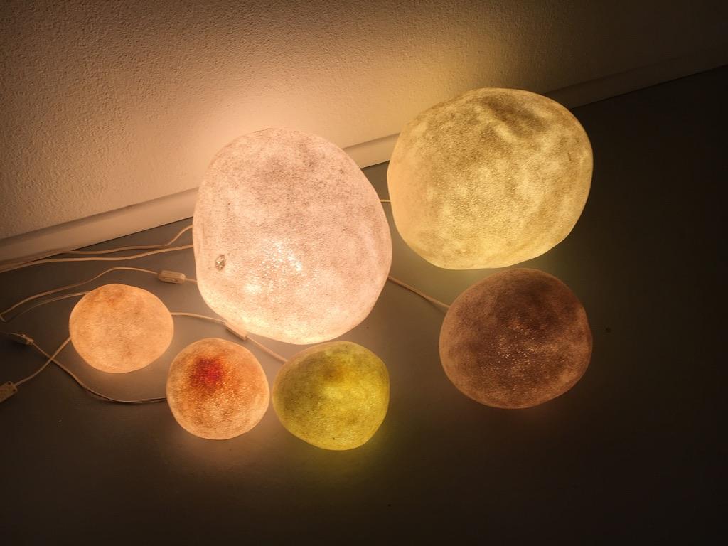 Late 20th Century Set of 6 Moon Lamp by André Cazenave produced by Atelier A, France, circa 1970