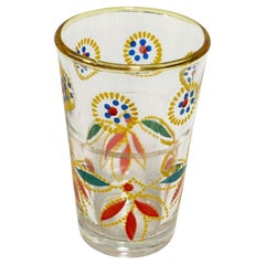 Set of 6 Moroccan Tea Glasses, Hand-Decorated Moorish Motifs, circa 1960s