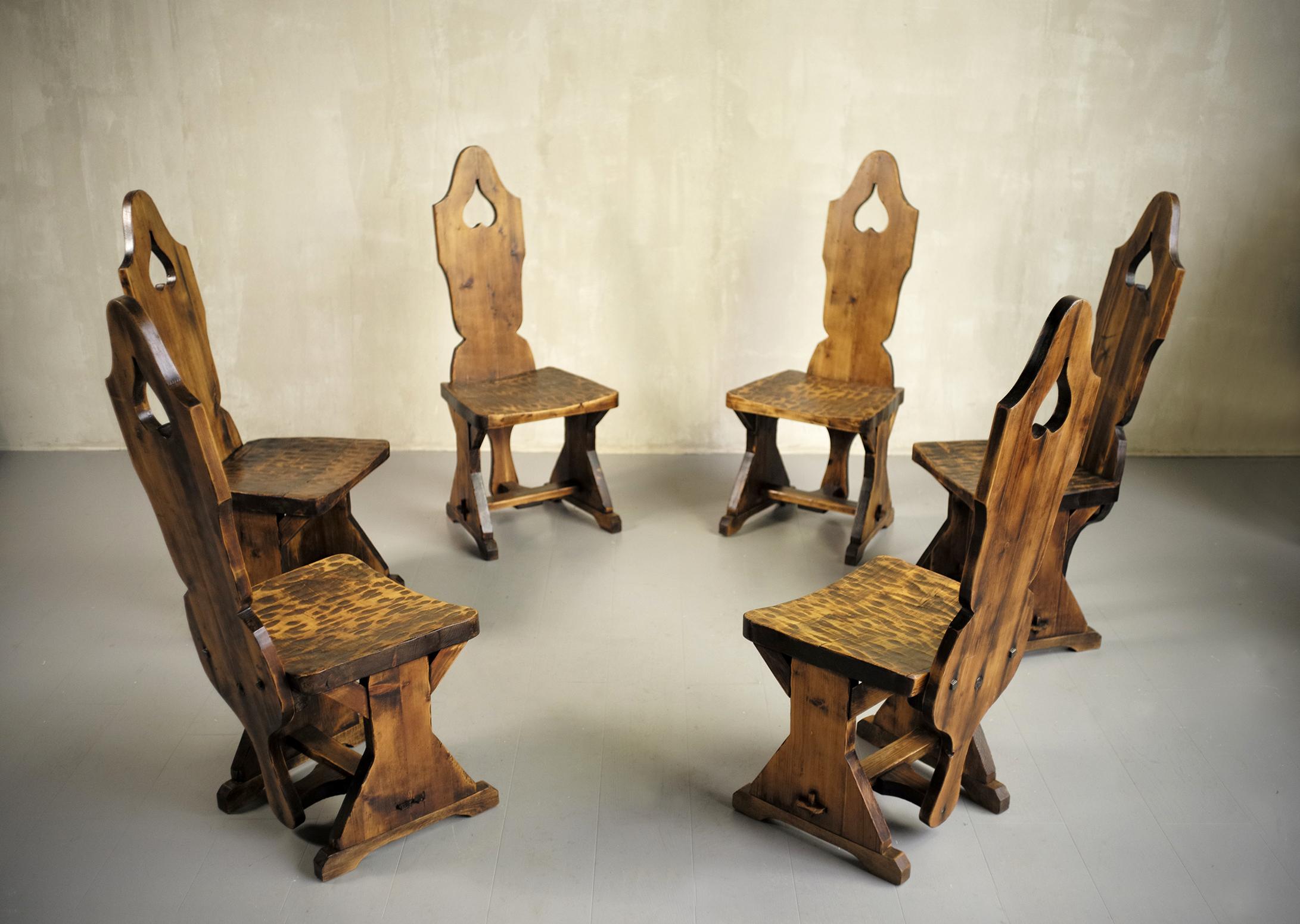 Set of 6 Mountain Chairs, France, 1950 For Sale 3