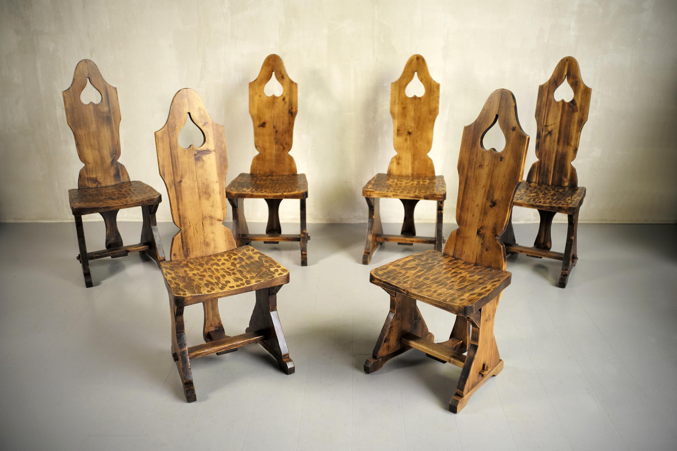 French Set of 6 Mountain Chairs, France, 1950 For Sale