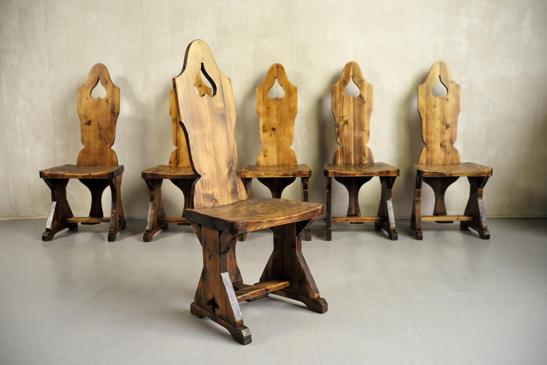 20th Century Set of 6 Mountain Chairs, France, 1950 For Sale