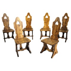 Vintage Set of 6 Mountain Chairs, France, 1950