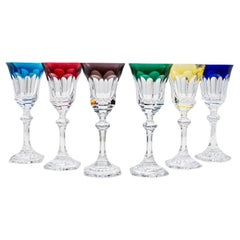 Set of 6 Multi Color Edges Crystal Glasses by Sèvres, France Set of 6 Multi Color Edges Crystal Glasses by Sèvres, France