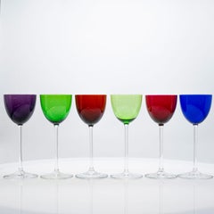 Set of 6 Multicolor Baccarat Crystal Wine Glasses Perfection, France
