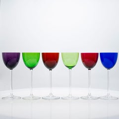 Set of 6 Multicolor Baccarat Crystal Wine Glasses Perfection, France