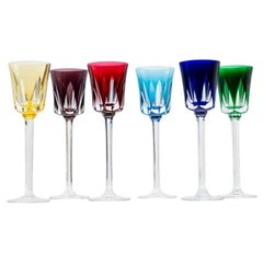 Juego de 6 copas de cristal multicolor, Segovie Couleurs de Sèvres, Francia