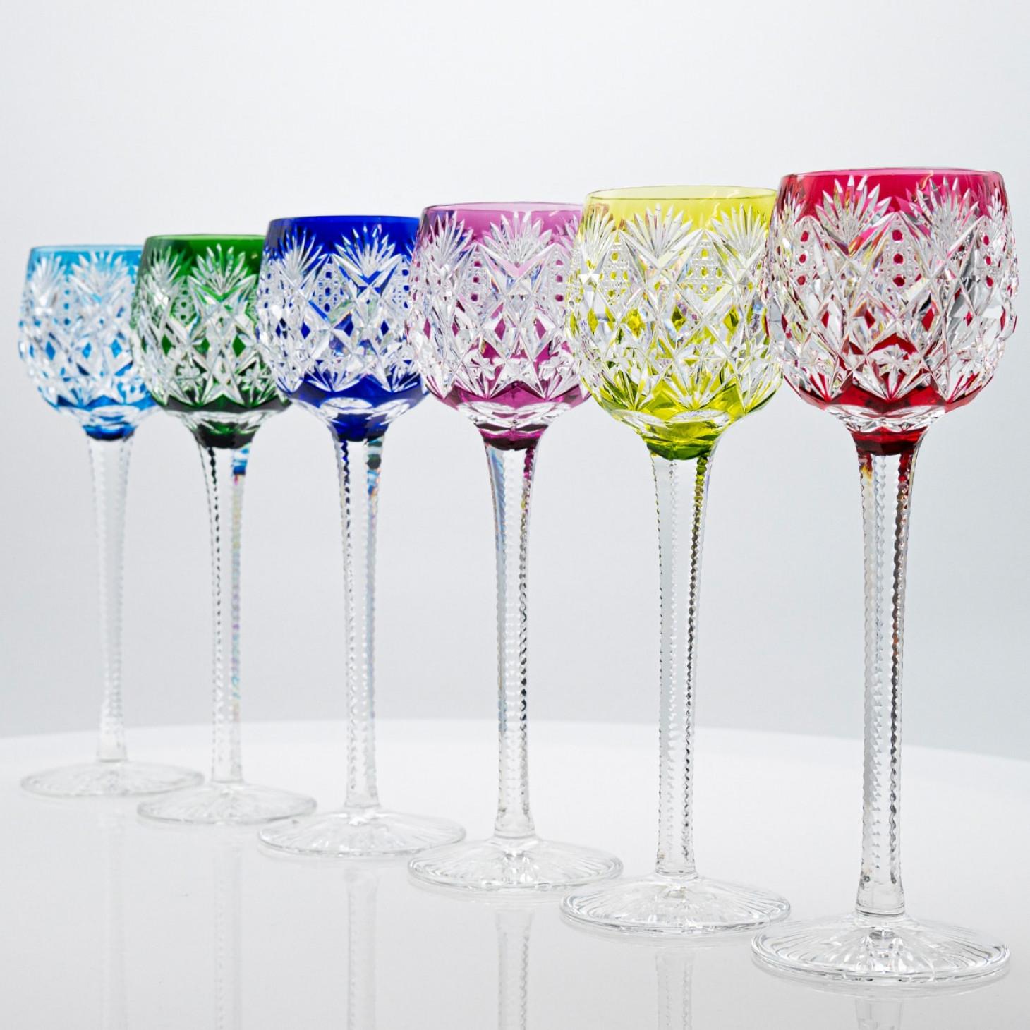 Set of 6 Multicolor St Louis Florence Crystal Glasses, France 1967 Otro en venta