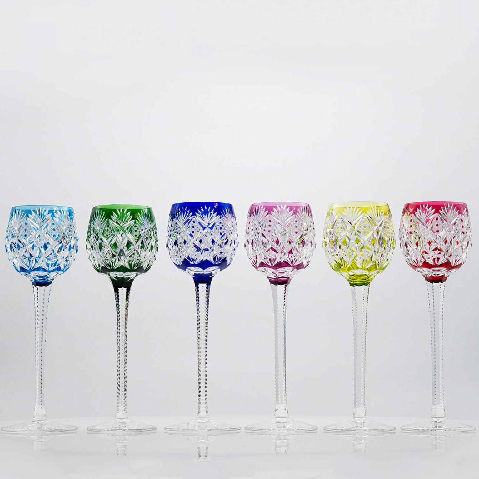 Juego de 6 copas de cristal multicolor St. Louis Crystal, Francia 1967 en venta 1