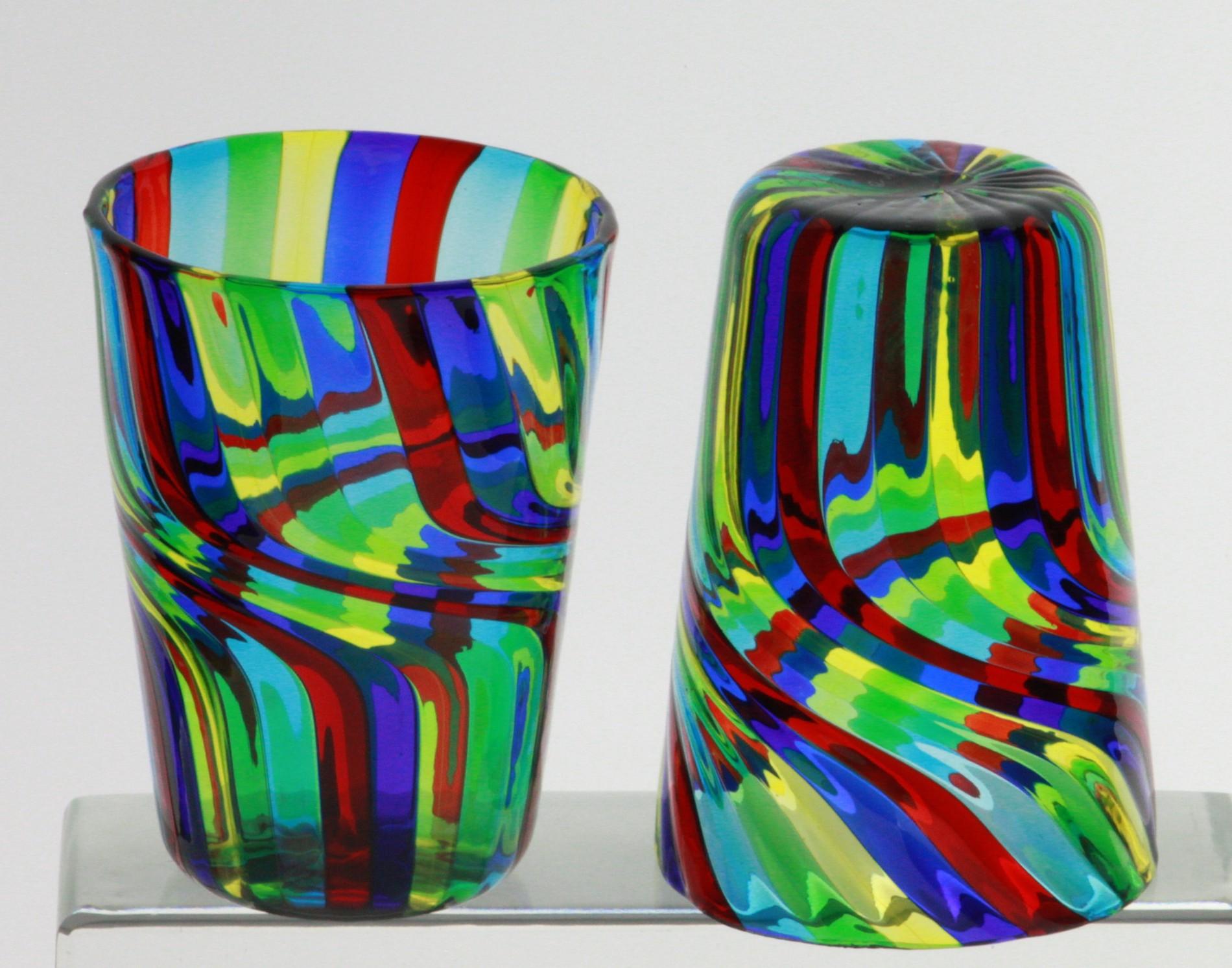 Set of 6 Murano Art Glass Tumblers, Doppio Ritorto Amazing Technique, Signed For Sale 7